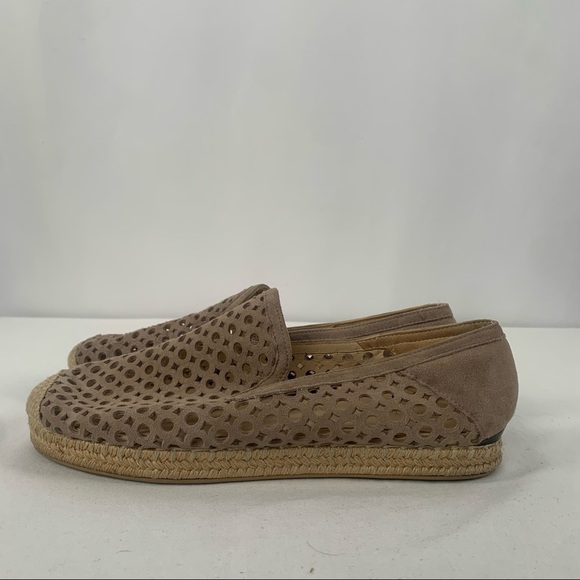 Stuart Weitzman Suede Lasercut Accents Espadrilles Shoes in Taupe Size 7.5‎ - Picture 5 of 8